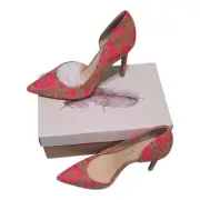 Jessica Simpson Claudette Natural Laser Pink Floral Laser Cork, Size 8, NIB