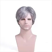 Men's Short Straight Wig Silver Grey Cosplay Costume Wig Full Synthetic Wigs Wig Cap Included