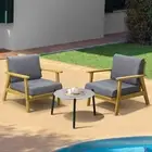 Livsip 3PCS Outdoor Lounge Set Patio Furniture Sets 50cm Grey Coffee Side Table