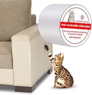 Anti Cat Scratch Tape, 4 inches x 3 Meters Cat Training Tape, 100% Transparent Clear Double Sided Scratch Deterrent Furniture Protector for Couch, Carpet, Doors, Pet & Kid Safe