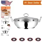 Elegant 30cm Stainless Steel Wok with Glass Lid - Ideal for Induction Stovetops