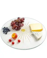 NEW Gauri Kohli Handcrafted Sunshine Marble Lazy Susan 16"