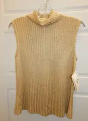 New St John Sport sz S Gold Sleeveless Sweater USA $250rt