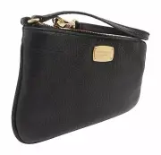 NEW! Michael Kors Jet Set Medium Three QTR Soft Leather Wristlet-Black/Gold