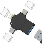 USB C Lightning Micro USB OTG Adapter (3 in 1) 3.0 Ports Cable for iPhone 16 15 14 13 Pro Max for iPad Type C Tablet for Apple Camera Card Reader Data Stick Compatible with Samsung S25 S24 S23