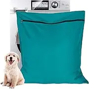 AUXSOUL 1 Pack Pet Laundry Bag,Stops Pet Hair Blocking The Washing Machine,Big Size Wash Bag Ideal for Dog Cat Horse,Hair Remover Safely,25.8’’ 27.8’’(65 X 70cm)(Lake Blue)