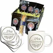 3dRose cgb_154460_1 18th Anniversary Gold Text for Celebrating Wedding anniversaries-18 Years Married Together-Coffee Gift Basket, Multicolor