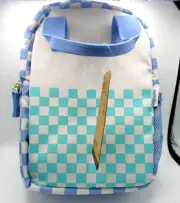 Yoobi White & Blue Checkered Pattern Insulated Lunch Bag Tote