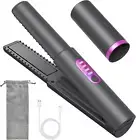 Cordless Hair Straighteners Curler 2 in 1, Mini Portable Travel Wireless Flat Ir