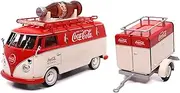 Motorcity Classics Diecast Model Car Volkswagen Kombi Van & Trailer 1:43 Scale, Adult Collector, Includes Display Stand