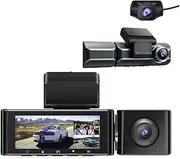 M550 3 Channel Dash Cam Front Inside Rear Three Way Car Dash Camera 4K+1080P Dual Channel IR Night Vision(M550-G-PS-3CH,64G)
