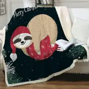 Funny Santa Sloth Sleeping on Christmas Bauble Throw Blanket