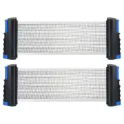 Up to 2" Retractable Ping Pong Table Tennis Net and Post with Box Black Blue 2pc