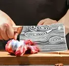 Cleaver Knife Laser Damascus Pattern Wood Handle Chef Slicing Chopping Butcher L