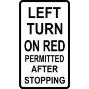 Left Turn On Red Permitted After Stopping - 450x800mm