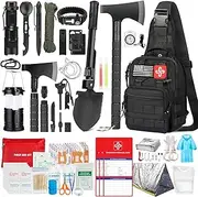 Survival Kit, All in One Survival Gear First Aid Kit with Crossbody Bag and Emergency Tent and Axe, Emergency Kit for Outdoor Adventure, Emergency Preparedness, Hiking, Hunting