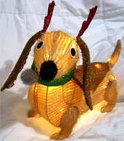 NEW IN BOX ADORABLE HOLIDAY REINDEER PUPPY DOG LIGHTED YARD HOME DECOR XMAS PROP