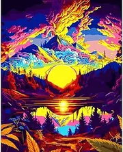 CYNART Paint by Numbers for Adults Beginner, Mountain Moon Lake Adult Paint by Numbers Kits on Landscape Painting Kits for Kids,Painting by Numbers Perfect for Gift Decor - 16x20inch