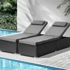 Livsip 2x Sun Lounge Wicker Lounger Outdoor Furniture Day Bed Sofa Patio Garden
