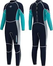 Jsnorklet Kids Wetsuit for Boys Girls Toddlers, 3mm Back Zip Full Body Neoprene Thermal Swimsuit for Diving Swimming Water Sports