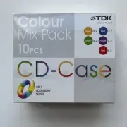 TDK CD Case Set Colour 10 Piece Mix Pack NEW No CDs Case Only Colourful Holders