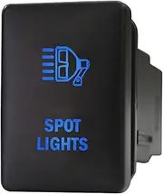 12V 3A ON-Off Push Switch 923B Laser Etched SPOT Lights Dual LEDs in Blue for Toyota Hilux Landcruiser Prado RAV4 & Suzuki and More