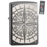 Zippo 29232 Mariner's Star Black Ice Chrome Full Size Lighter + FLINT PACK
