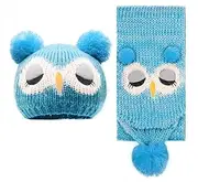[Bienvenu] Toddler Kids Hat Winter Thick Warm Knitted Crochet Owl Earflap Beanie Cap Scarf Set