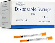 1ml Syringes with 31G 5/16 Inch, 1cc Syringe 31 Gauge 0.3 Inch Disposable Individual Wrapped, Box of 100