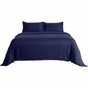 1800TC Stripe Quilt Doona Duvet Cover Set Single Double Queen King Super King Navy
