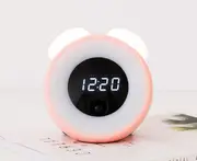 Creative Time Alarm Clock Night Light Bedside with Sleeping Table Lamp Sound Control with Time-Pink