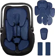 2 in 1 Infant Car Seat Insert Head and Body Support Set, Reversible Newborn Insert for Carseat with 3 Extra Strap Pads, Soft Stroller Cushion Pillow Insert Boys Girls, Fits for Stroller, Swing, Blue