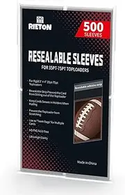 Rieton Toploader Sleeves - Resealable Team Bags for 35-75PT Top Loader Cards (500pcs)