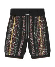 Multicolor headscarf knitted shorts Black
