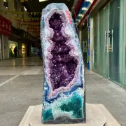 64LB Large Natural Amethyst Geode Cathedral Crystal Cluster Specimen Healing