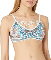 [Jessica Simpson] Women's Versailles Strapped Front Bralette Bikini Top