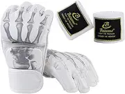 Generic Half Finger Boxing Gloves, Sparring Gloves, Adult Mitts, Open Palms, Boxing Gloves, MMA Gloves for Kickboxing, White Skeleton