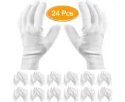 Pack of 24 White Cotton Gloves Work Gloves Cosmetic Hydration Gloves for Dry Hands and Eczema, Jewelry Inspection gloves