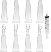 8pcs Lip Gloss Tubes, Empty 10ml Clear Lip Balm Containers Refillable Mini Lip Gloss Squeeze Bottle with Dispensing Filling Tool for Women & Girls Home Cosmetics Makeup Travel Toiletries