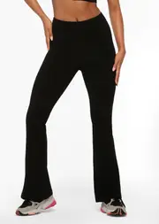 [Lorna Jane] Lotus Flared Leggings in Black, Size - Large L Recycled Black