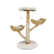 Solid Wood Cat Tree with 3 Branches & Baskets