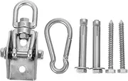 Abaodam 1 Set Hammock Swinging Ring Hammock Spring Hook Swing Buckle Base Stainless Steel Rigging Silver Stainless Steel