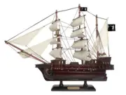 Wooden Black Bart's Royal Fortune White Sails Pirate Ship Model 15"