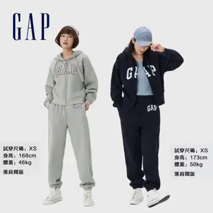 Gap 女裝 Logo刷毛連帽外套 碳素軟磨系列-多色可選(445808)