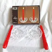 Vtg Italian RCR (Royal Crystal Rock) Pair Of Candlestick Holders
