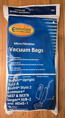 Hoover Type A Vacuum Bags, 3 Pack Bissell Style 2 Singer SUB-2 Kenmore 5037