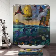 Cool Fantasy Art Frightening Ocean Creatures Shower Curtain