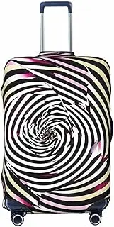 [CADREWY] spiral optical illusion gif Print Travel Suitcase Cover Luggage Protector with Elastic Anti Scratch for Carry On, Black, Large