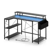 Costway 120cm L-Shaped Corner Computer Desk Gaming Table Black