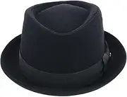 [Epoch hats company] Men's Diamond Shape Wool Fedora with Grosgrain Hatband